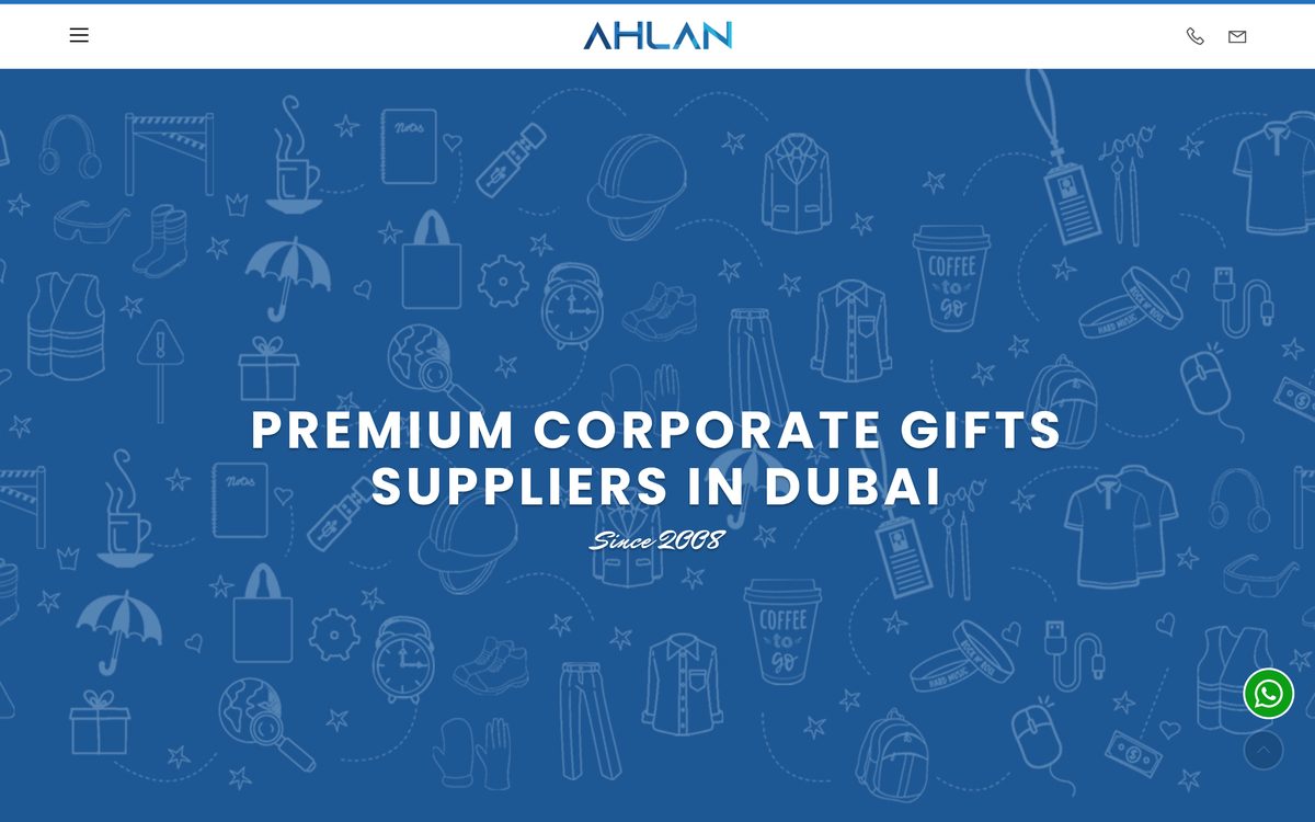 Ahlan Gifts Trading homepage, premium corporate gifts supplier in Dubai since 2008