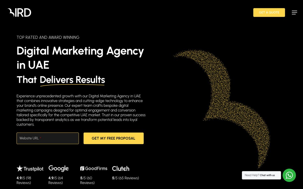 Bird homepage, a digital marketing agency in the UAE with SEO services and top rated reviews