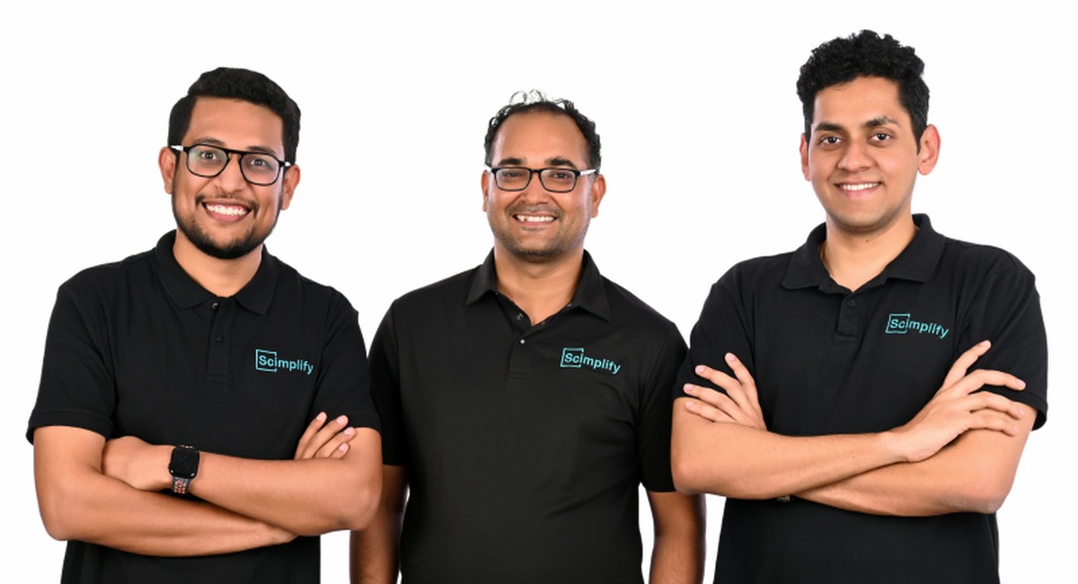 Scimplify co-founders Dheeraj Dhingra, Salil Srivastava and Sachin Santhosh