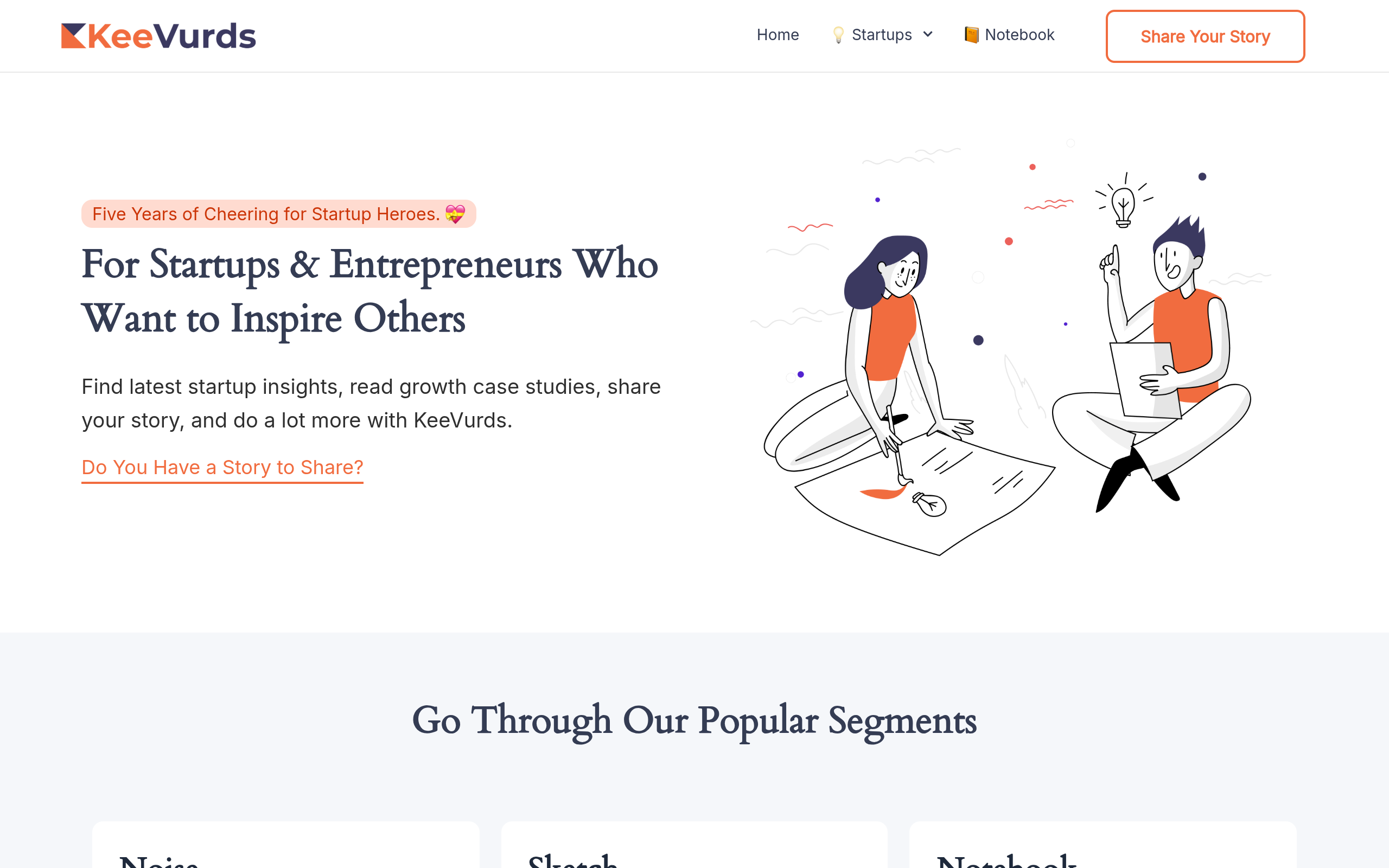 Screenshot of the KeeVurds homepage