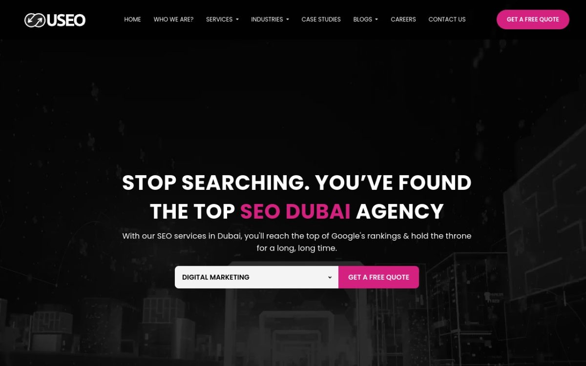 United SEO homepage, a Dubai SEO agency with more than 10 years of experience